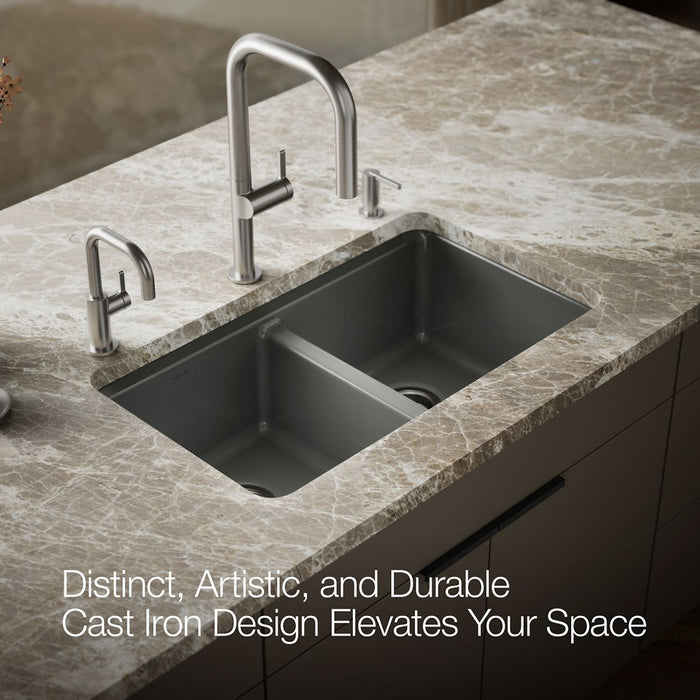 KOHLER K-8679-5UA1 Riverby 33" undermount double-bowl kitchen sink