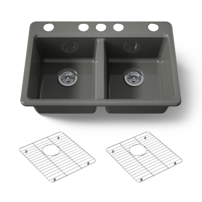 KOHLER K-8679-5UA1 Riverby 33" undermount double-bowl kitchen sink