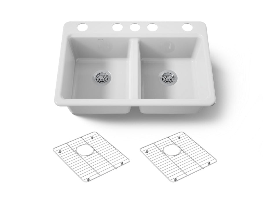 KOHLER K-8679-5UA1 Riverby 33" undermount double-bowl kitchen sink