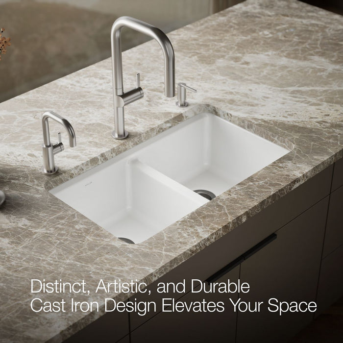 KOHLER K-8679-5UA1 Riverby 33" undermount double-bowl kitchen sink