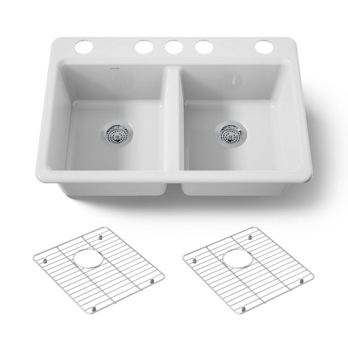 KOHLER K-8679-5UA1 Riverby 33" undermount double-bowl kitchen sink