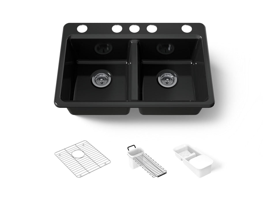 KOHLER K-8679-5UA3 Riverby 33" undermount double-bowl workstation kitchen sink