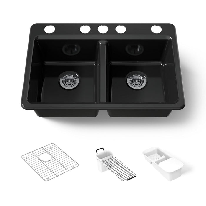 KOHLER K-8679-5UA3 Riverby 33" undermount double-bowl workstation kitchen sink
