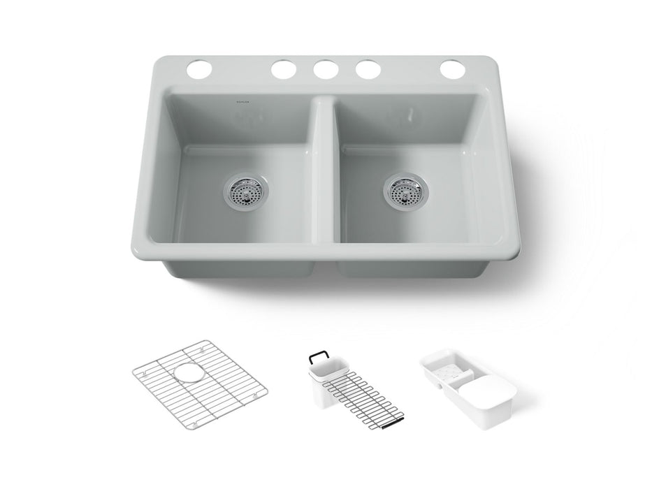 KOHLER K-8679-5UA3 Riverby 33" undermount double-bowl workstation kitchen sink
