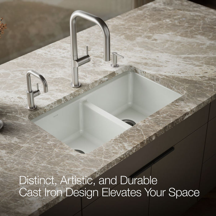 KOHLER K-8679-5UA3 Riverby 33" undermount double-bowl workstation kitchen sink