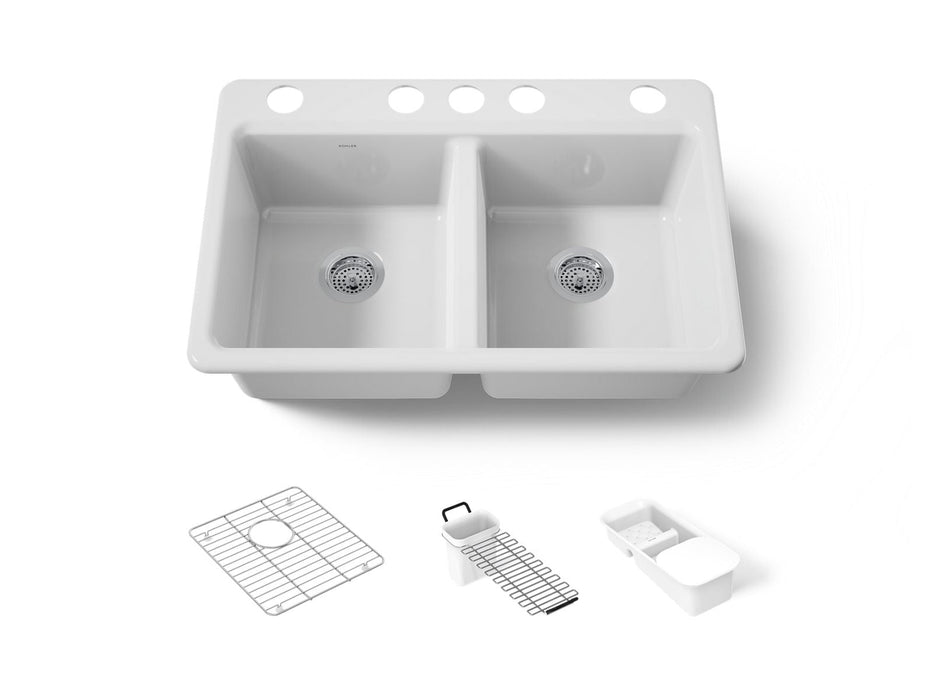 KOHLER K-8679-5UA3 Riverby 33" undermount double-bowl workstation kitchen sink