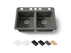 KOHLER K-8679-5UPC Riverby 33" undermount double-bowl workstation kitchen sink, thunder grey