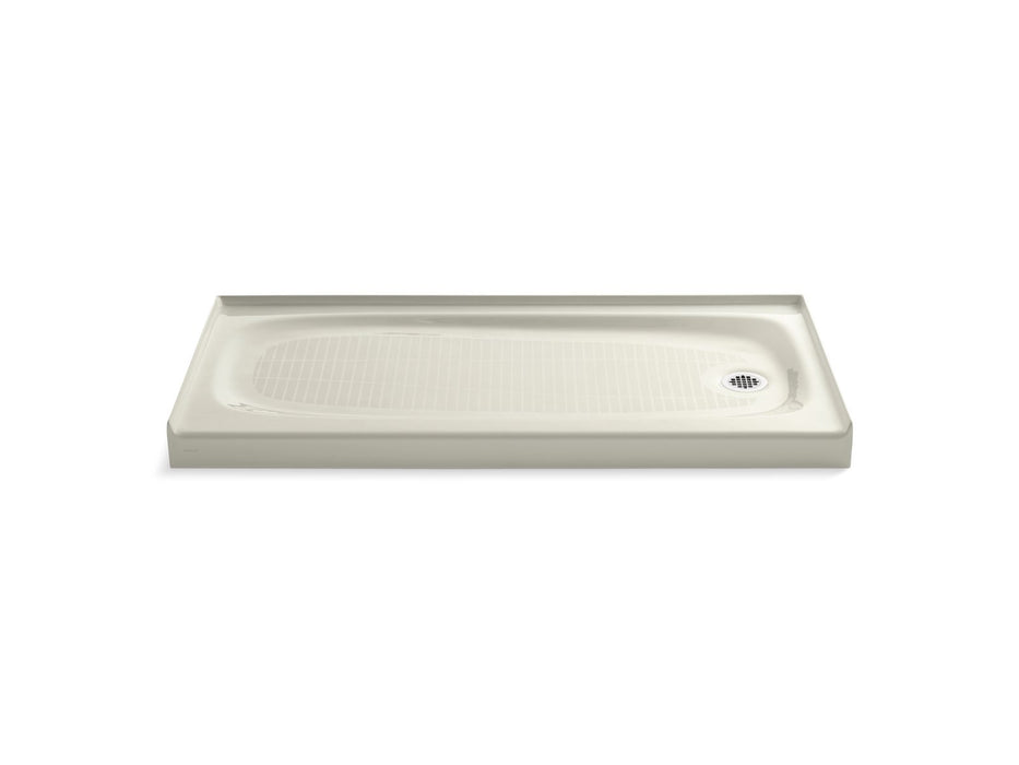 KOHLER K-9054 Salient 60" x 30" alcove shower base, right drain, biscuit