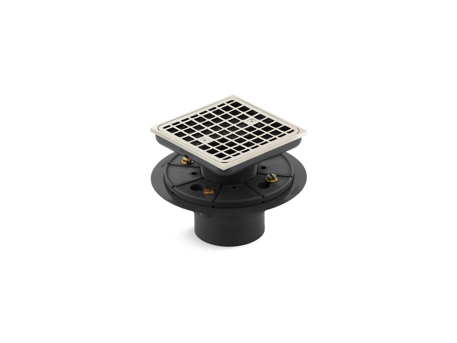 KOHLER K-9136 Clearflo Square design tile-in shower drain, vibrant polished nickel