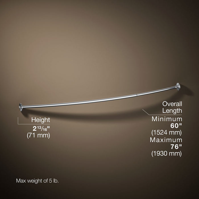 KOHLER K-9349 Expanse Curved shower rod, polished stainless - view 4