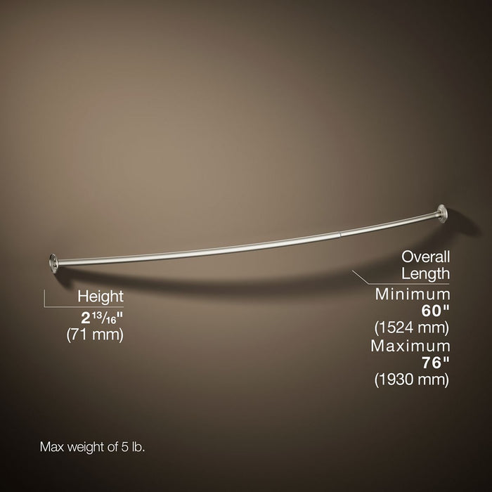 KOHLER K-9349 Expanse Curved shower rod, vibrant brushed nickel - view 4