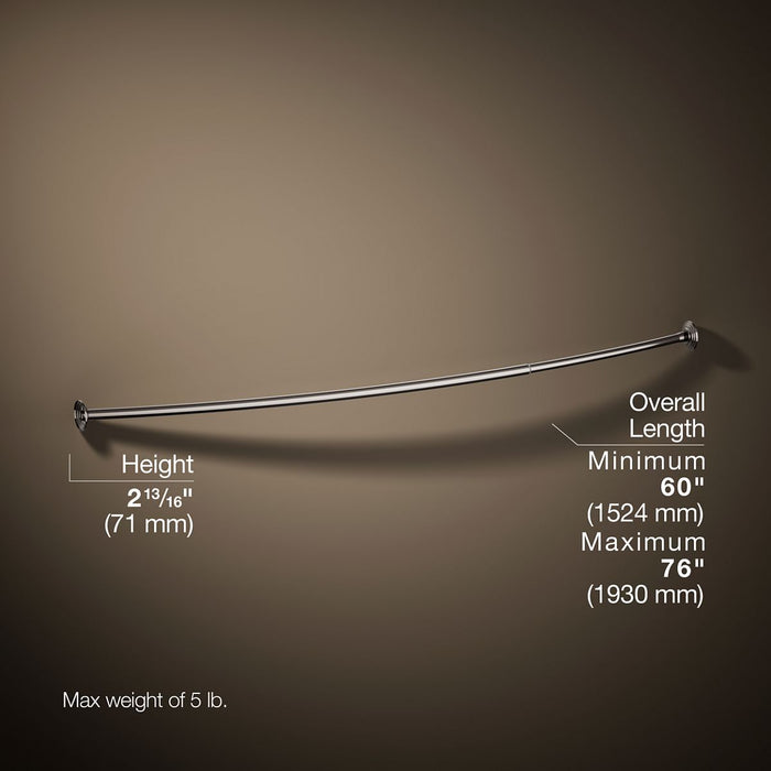KOHLER K-9349 Expanse Curved shower rod, vibrant titanium - view 4