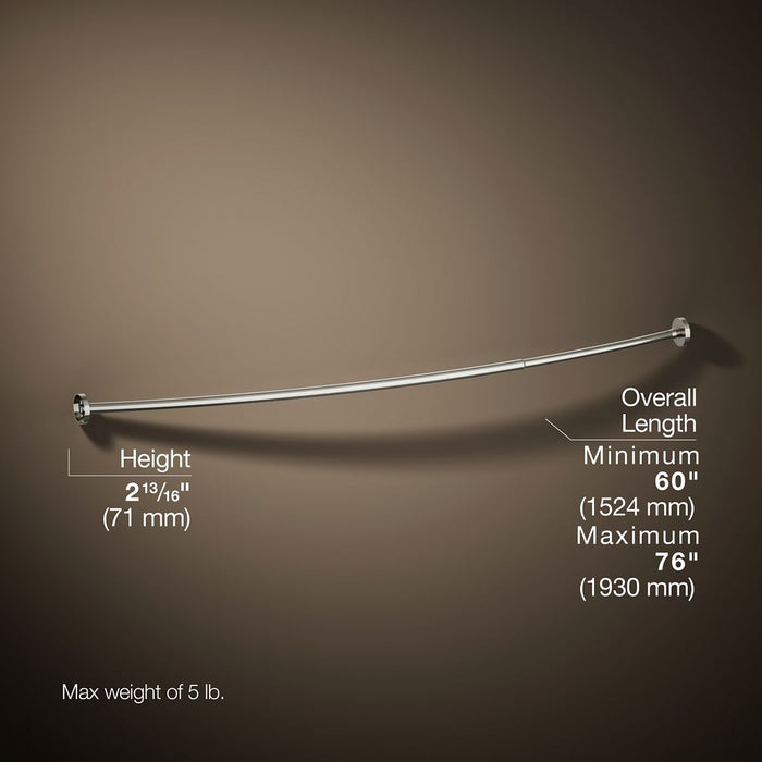KOHLER K-9351 Expanse Curved shower rod, vibrant polished nickel - view 4