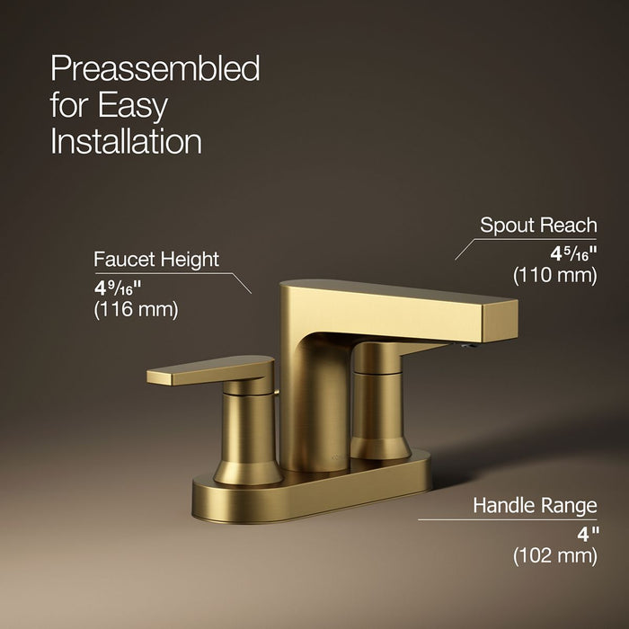 KOHLER K-97031-4 Taut Centerset bathroom sink faucet, 1.2 gpm