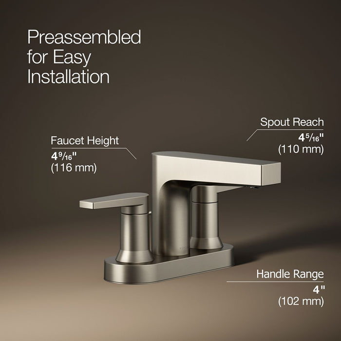 KOHLER K-97031-4 Taut Centerset bathroom sink faucet, 1.2 gpm