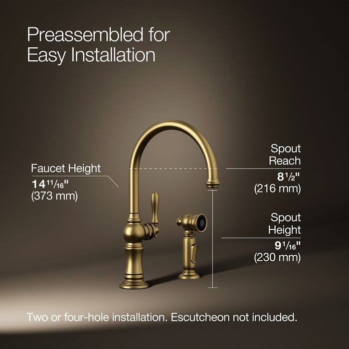 KOHLER K-99262 Artifacts Single-handle kitchen sink faucet with two-function sprayhead