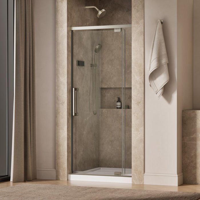KOHLER K-CA37593-8L Statement 76" H pivot shower door with 5/16"-thick glass