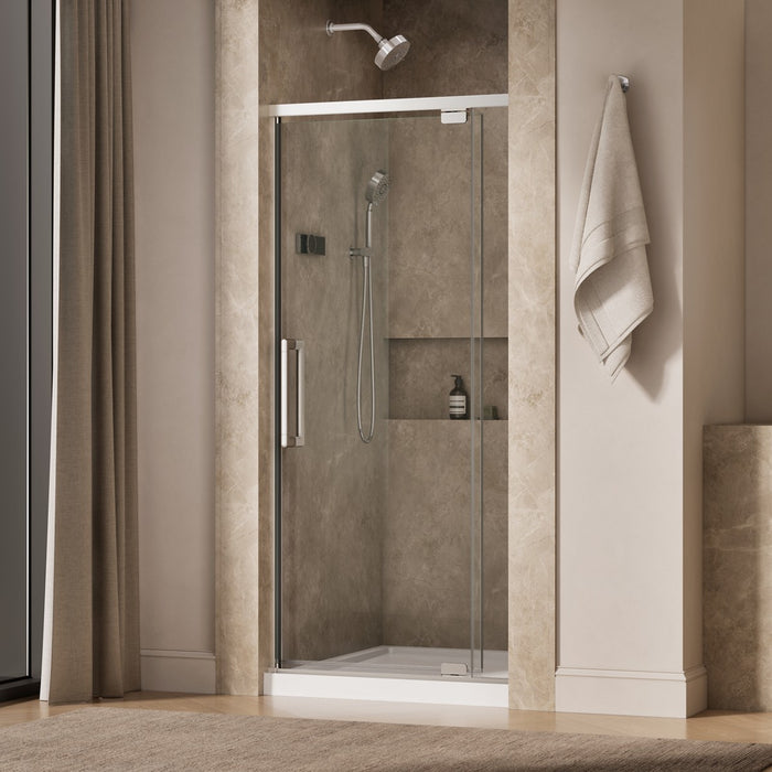 KOHLER K-CA37593-8L Statement 76" H pivot shower door with 5/16"-thick glass
