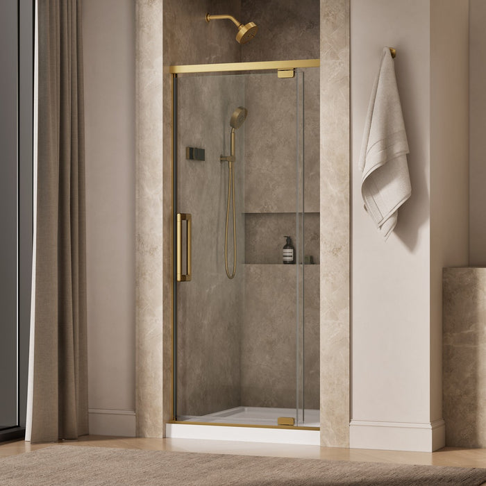 KOHLER K-CA37593-8L Statement 76" H pivot shower door with 5/16"-thick glass