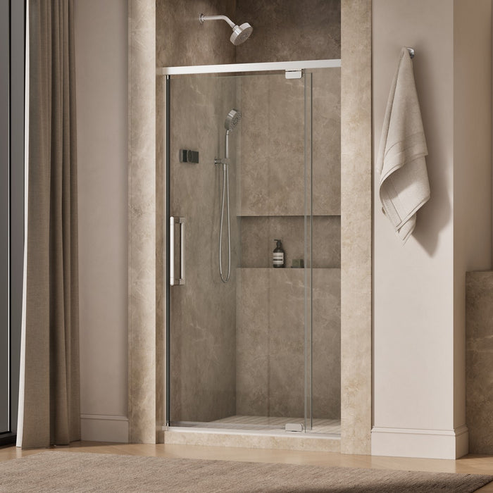 KOHLER K-CA37594-8L Statement 76" H pivot shower door with 5/16"-thick glass