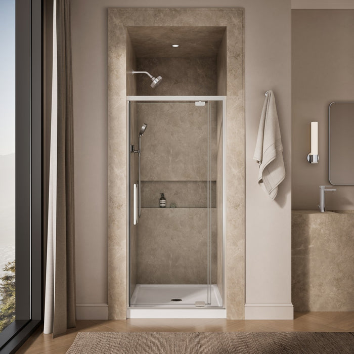 KOHLER K-CA37598-8L Statement 76" H pivot shower door with 5/16"-thick glass