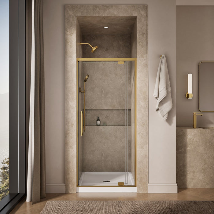 KOHLER K-CA37598-8L Statement 76" H pivot shower door with 5/16"-thick glass