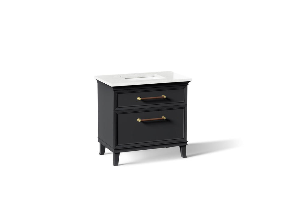 KOHLER K-CM33559-BD1 Artifacts 36" Bathroom Vanity Cabinet with Sink and Quartz Top, Slate Grey - 3/4 view of product