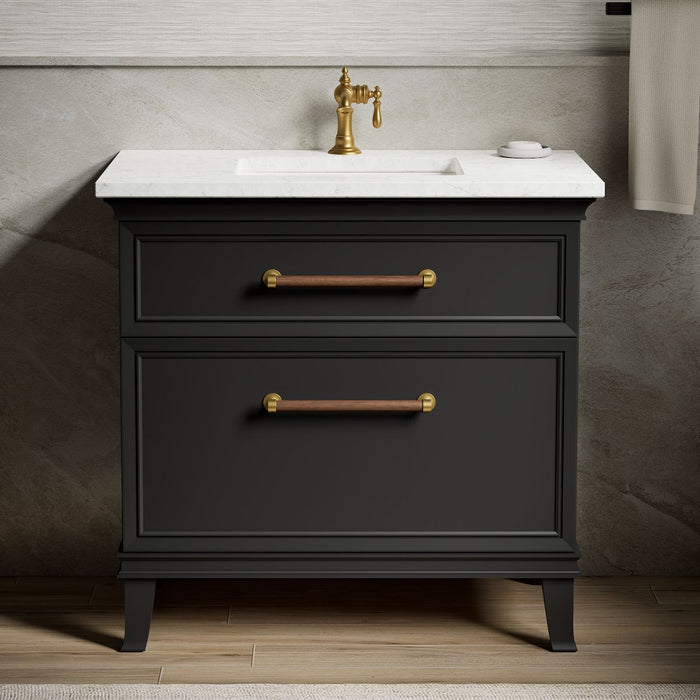 KOHLER K-CM33559-BD1 Artifacts 36" Bathroom Vanity Cabinet with Sink and Quartz Top, Slate Grey - Shows close up detail of pr