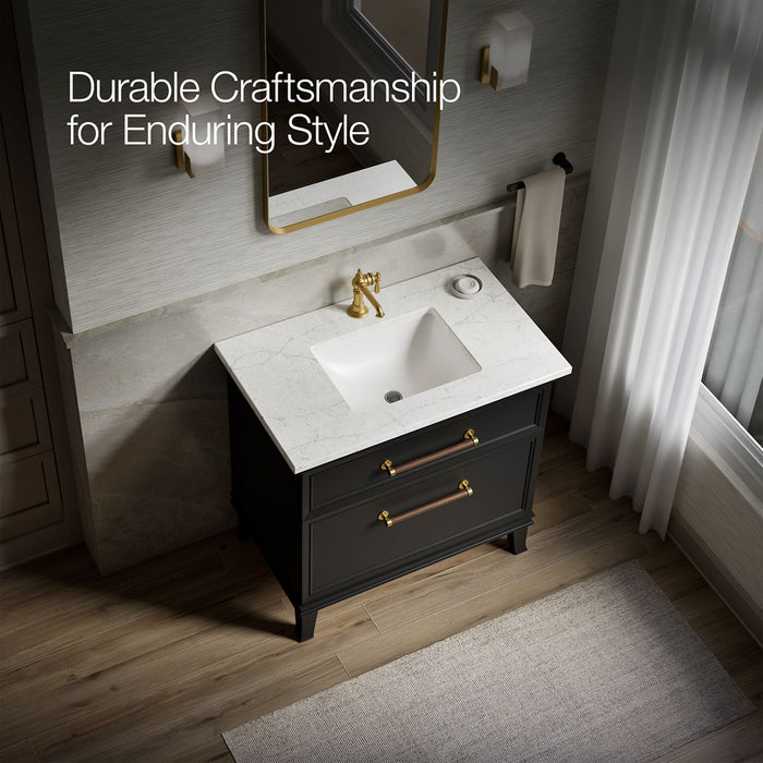 KOHLER K-CM33559-BD1 Artifacts 36" Bathroom Vanity Cabinet with Sink and Quartz Top, Slate Grey - image focused on single pro