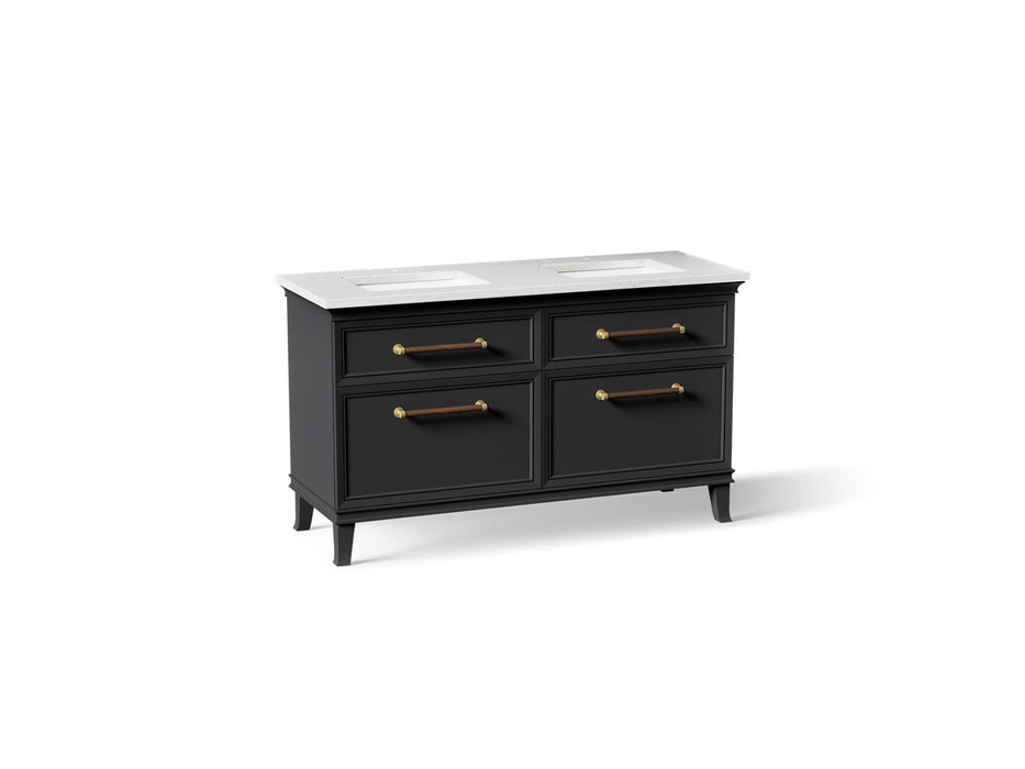 KOHLER K-CM33560-BD1 Artifacts 60" Bathroom Vanity Cabinet with Sinks and Quartz Top, Slate Grey - 3/4 view of product