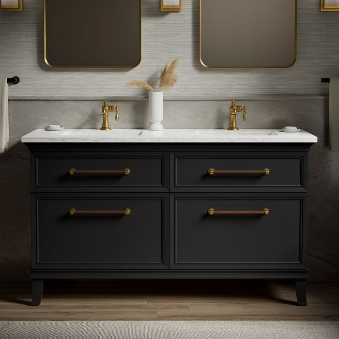 KOHLER K-CM33560-BD1 Artifacts 60" Bathroom Vanity Cabinet with Sinks and Quartz Top, Slate Grey - Shows close up detail of p