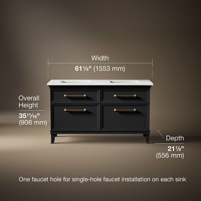 3/4 view of product with dimensions