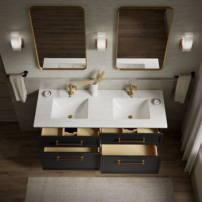 KOHLER K-CM33560-BD1 Artifacts 60" Bathroom Vanity Cabinet with Sinks and Quartz Top, Slate Grey - Products in use in overhea