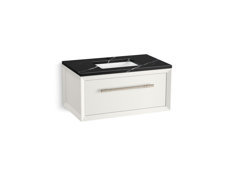 KOHLER K-CM33562-BD10 Enivo 36" Wall-hung Bathroom Vanity Cabinet with Sink and Quartz Top, White - 3/4 view of product