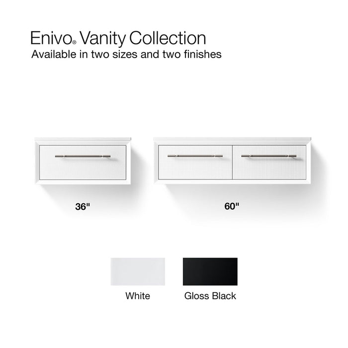 KOHLER K-CM33562-BD1 Enivo 36" Wall-hung Bathroom Vanity Cabinet with Sink and Quartz Top, Gloss Black - Detail image of a pr
