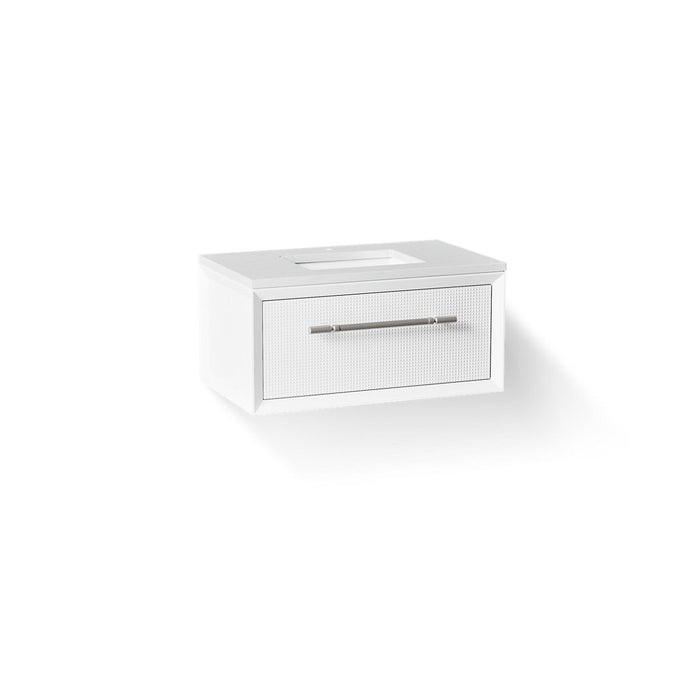 KOHLER K-CM33562-BD1 Enivo 36" Wall-hung Bathroom Vanity Cabinet with Sink and Quartz Top, White - 3/4 view of product