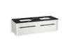 KOHLER K-CM33563-BD11 Enivo 60" Wall-hung Bathroom Vanity Cabinet with Sinks and Quartz Top, White - 3/4 view of product