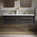 KOHLER K-CM33563-BD1 Enivo 60" Wall-hung Bathroom Vanity Cabinet with Sinks and Quartz Top, Gloss Black - Shows close up deta
