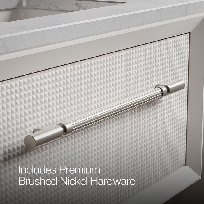 KOHLER K-CM33563-BD1 Enivo 60" Wall-hung Bathroom Vanity Cabinet with Sinks and Quartz Top, White - Detail image of a product