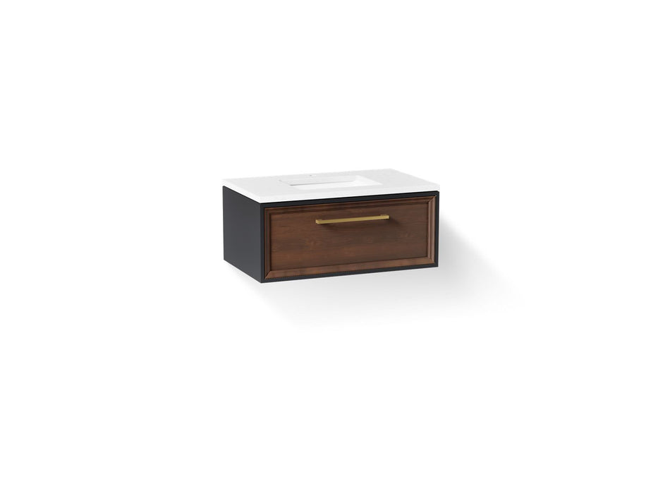 KOHLER K-CM33566-BD1 Lodern 36" Wall-hung Bathroom Vanity Cabinet with Sink and Quartz Top, Slate Grey - 3/4 view of product