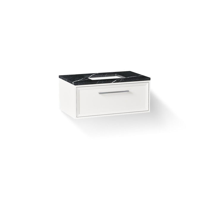 KOHLER K-CM33566-BD22 Lodern 36" Wall-hung Bathroom Vanity Cabinet with Sink and Quartz Top, Linen White - 3/4 view of produc