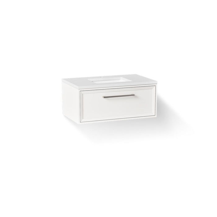 KOHLER K-CM33566-BD22 Lodern 36" Wall-hung Bathroom Vanity Cabinet with Sink and Quartz Top, Linen White - 3/4 view of produc