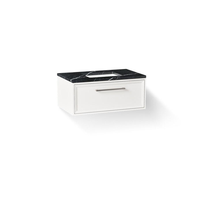 KOHLER K-CM33566-BD22 Lodern 36" Wall-hung Bathroom Vanity Cabinet with Sink and Quartz Top, Linen White - 3/4 view of produc