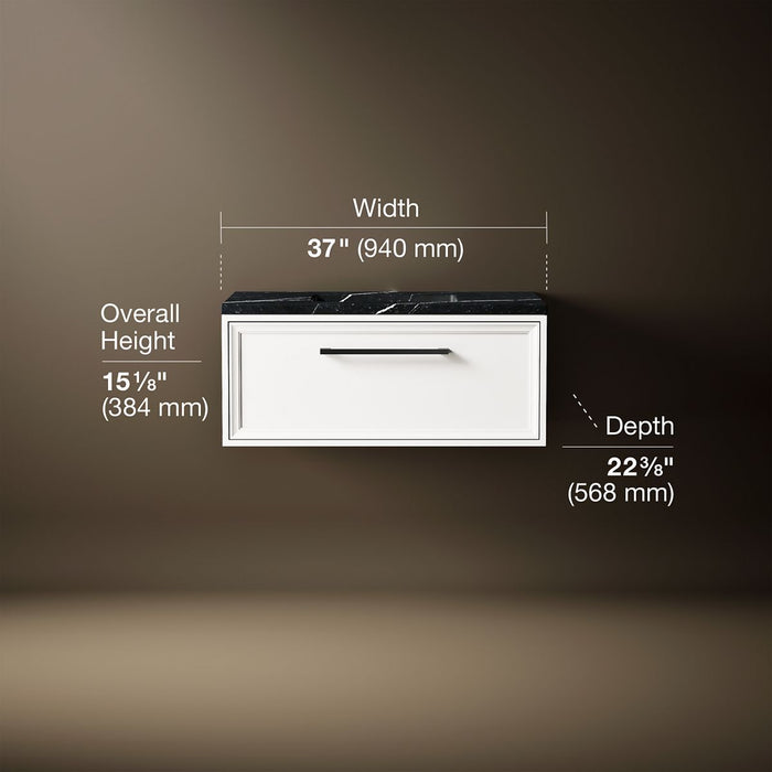 3/4 view of product with dimensions