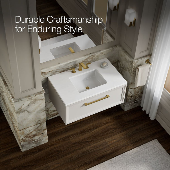 KOHLER K-CM33566-BD22 Lodern 36" Wall-hung Bathroom Vanity Cabinet with Sink and Quartz Top, Linen White - image focused on s