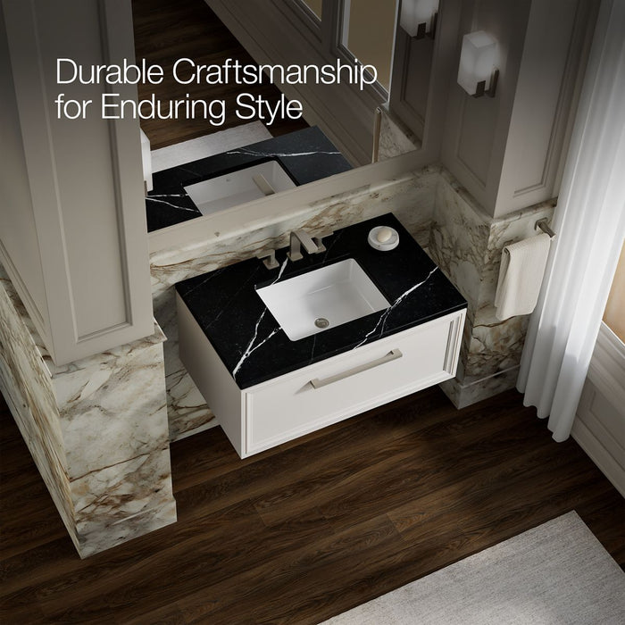 KOHLER K-CM33566-BD22 Lodern 36" Wall-hung Bathroom Vanity Cabinet with Sink and Quartz Top, Linen White - image focused on s