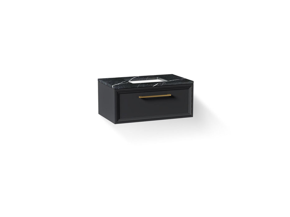 KOHLER K-CM33566-BD22 Lodern 36" Wall-hung Bathroom Vanity Cabinet with Sink and Quartz Top, Slate Grey - 3/4 view of product