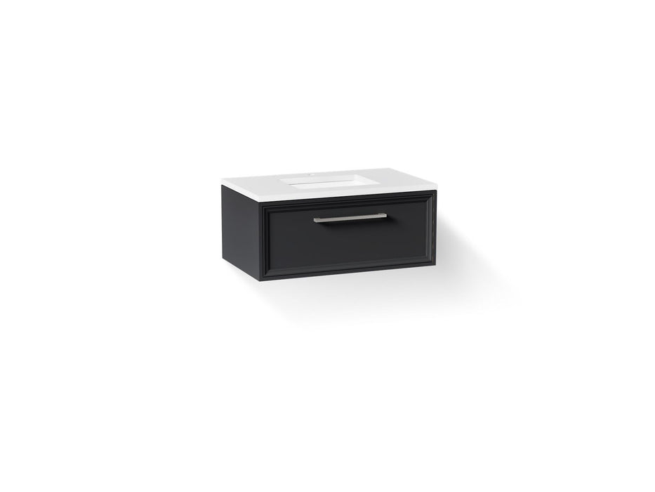KOHLER K-CM33566-BD22 Lodern 36" Wall-hung Bathroom Vanity Cabinet with Sink and Quartz Top, Slate Grey - 3/4 view of product