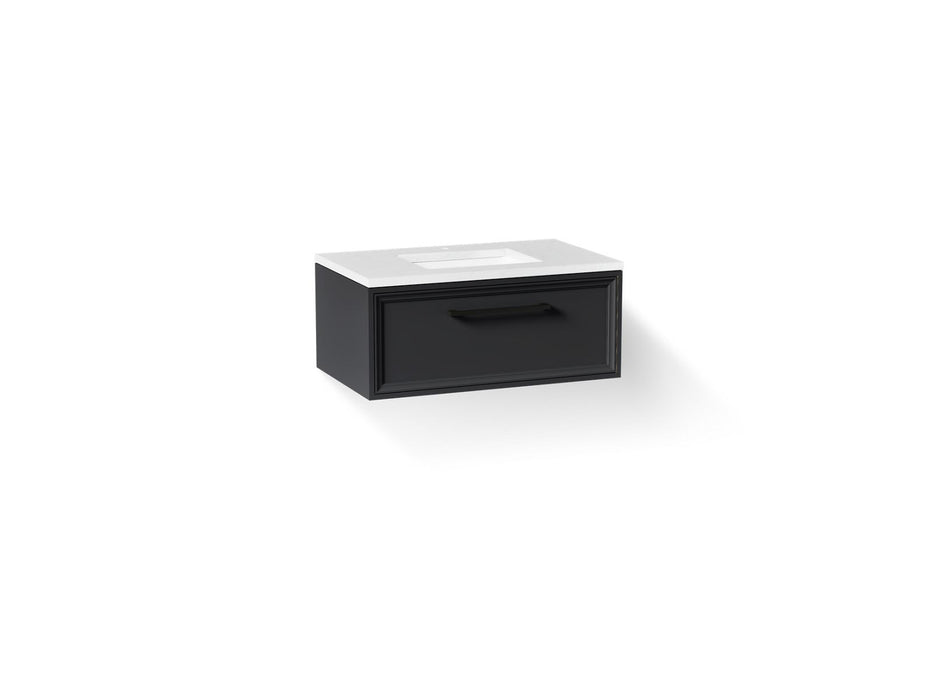 KOHLER K-CM33566-BD22 Lodern 36" Wall-hung Bathroom Vanity Cabinet with Sink and Quartz Top, Slate Grey - 3/4 view of product