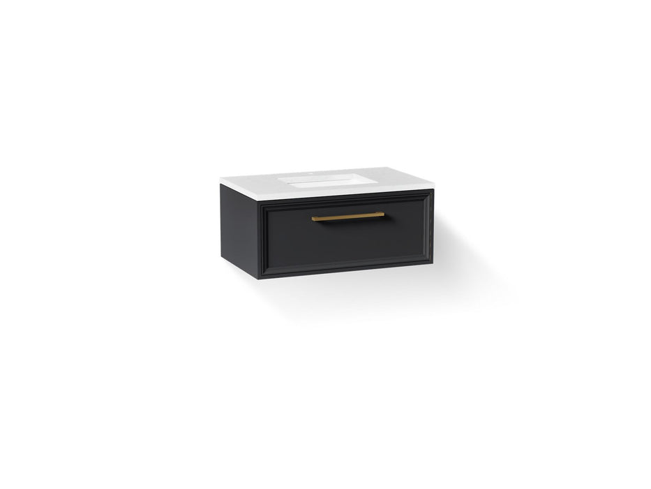 KOHLER K-CM33566-BD22 Lodern 36" Wall-hung Bathroom Vanity Cabinet with Sink and Quartz Top, Slate Grey - 3/4 view of product